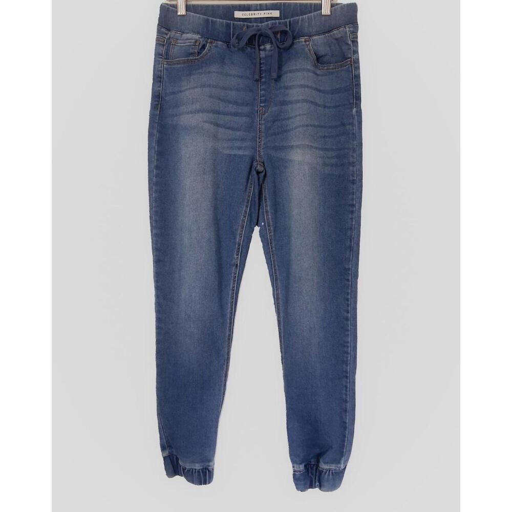 Celebrity Pink Women Medium Wash Denim Jogger Drawstring Pockets, Size Sm.